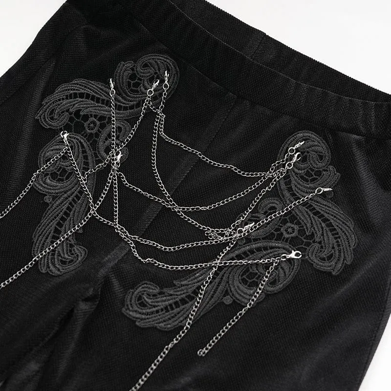 Gothic-Hose mit Kettenmuster und Blumenspitze für Damen