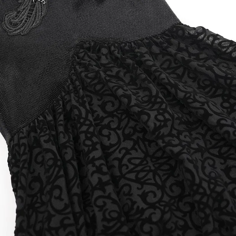Gothic-Hose mit Kettenmuster und Blumenspitze für Damen