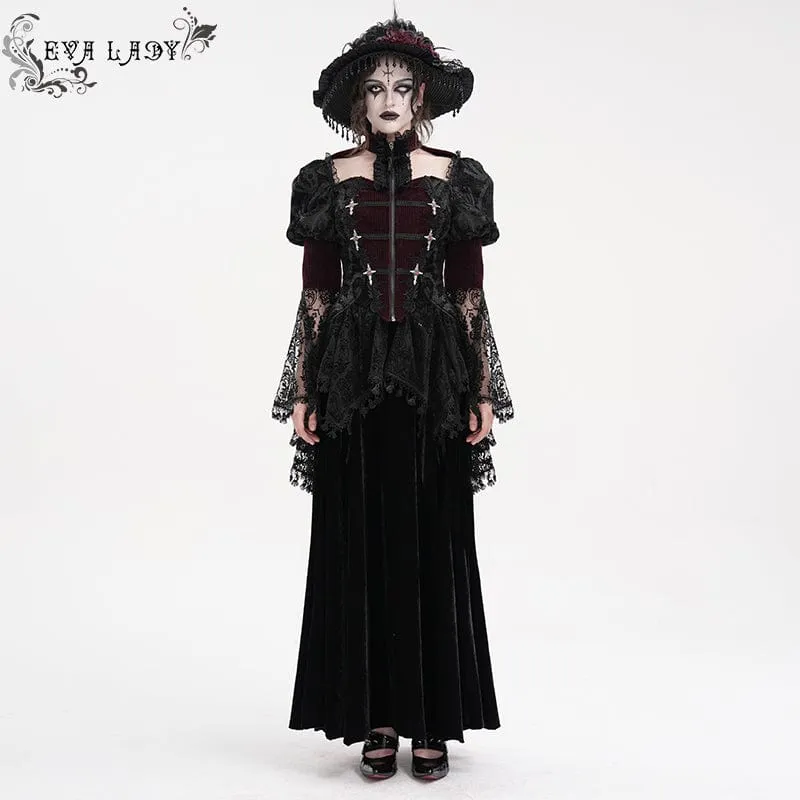 Gothic Cut-out Quasten Jacke für Damen Weinrot
