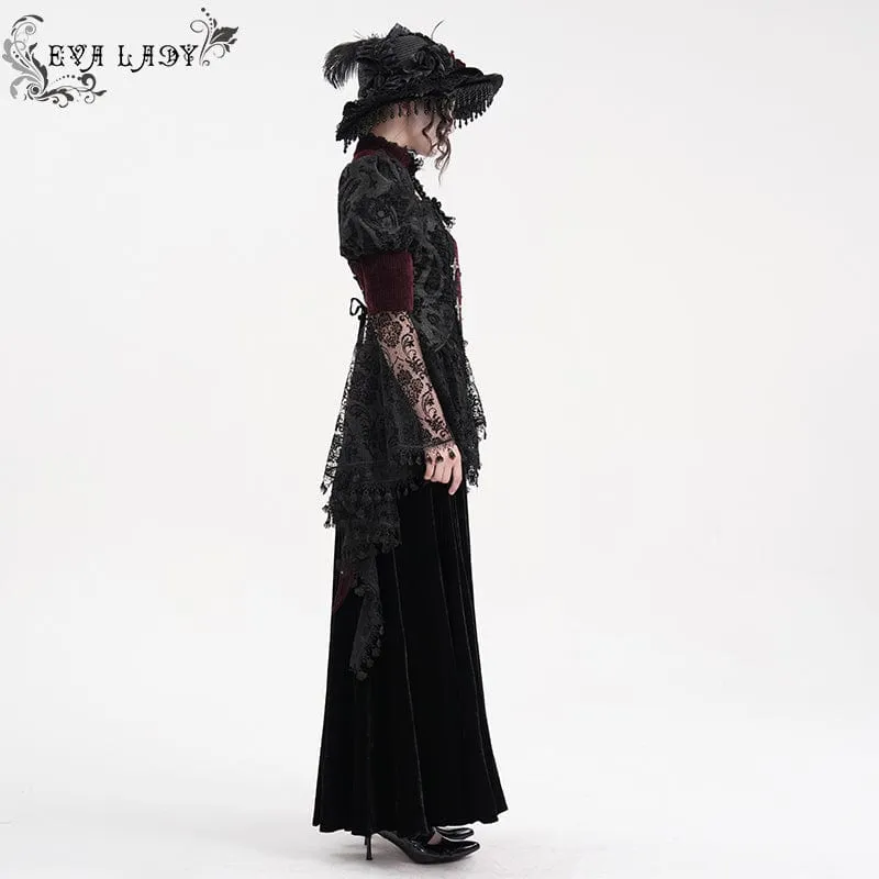 Gothic Cut-out Quasten Jacke für Damen Weinrot
