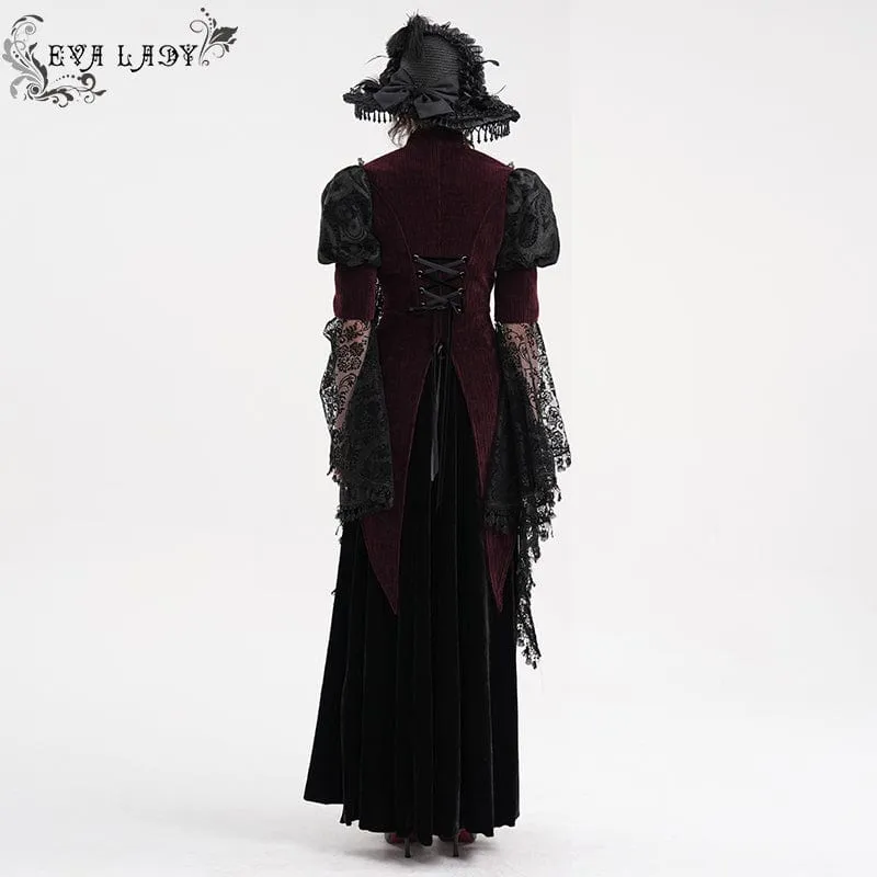 Gothic Cut-out Quasten Jacke für Damen Weinrot