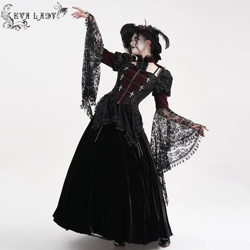 Gothic Cut-out Quasten Jacke für Damen Weinrot