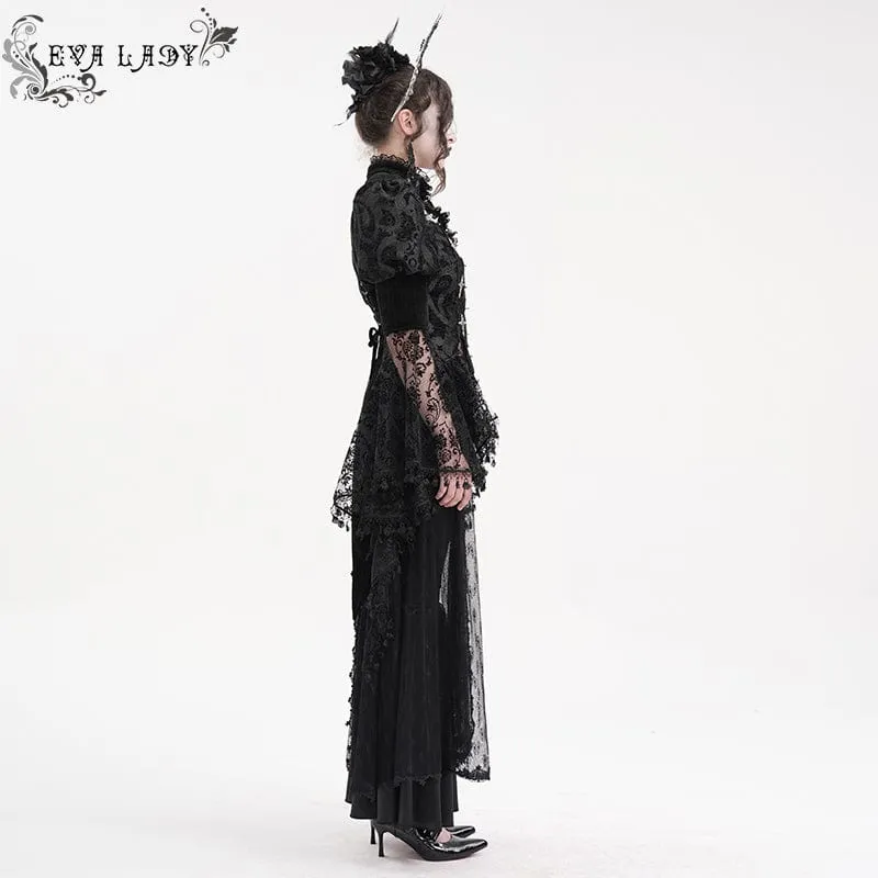 Gothic-Jacke mit Cut-Outs und Spitzenquasten für Damen
