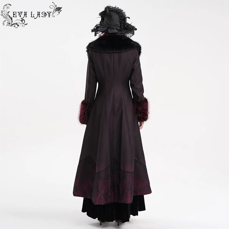Damen Gothic Cross Lace Mantel Schwarz Rot