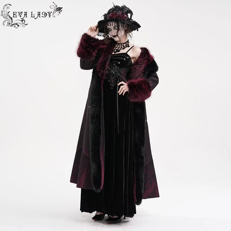 Damen Gothic Cross Lace Mantel Schwarz Rot