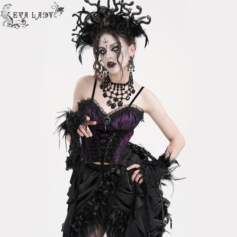 Gothic Überbrustkorsett mit Schnürung für Damen in Schwarz/Lila