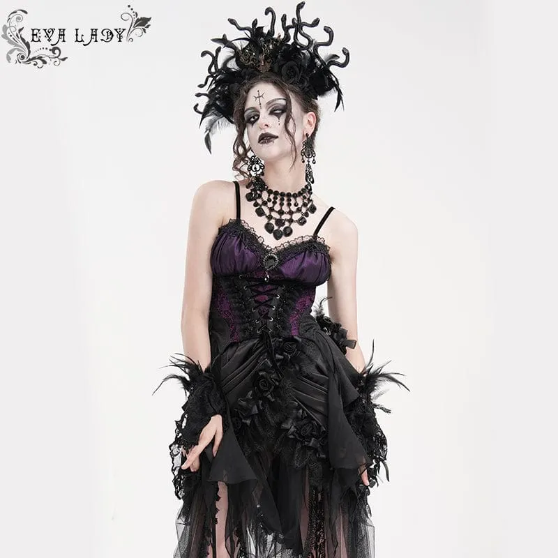 Gothic Überbrustkorsett mit Schnürung für Damen in Schwarz/Lila