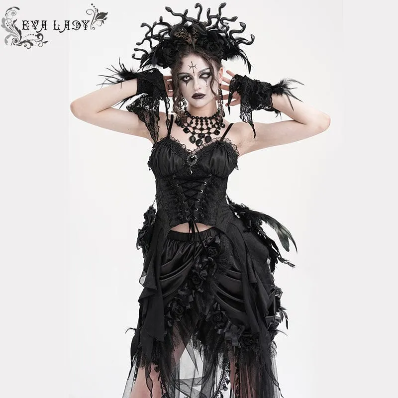 Gothic Überbrustkorsett mit Schnürung aus Spitze für Damen