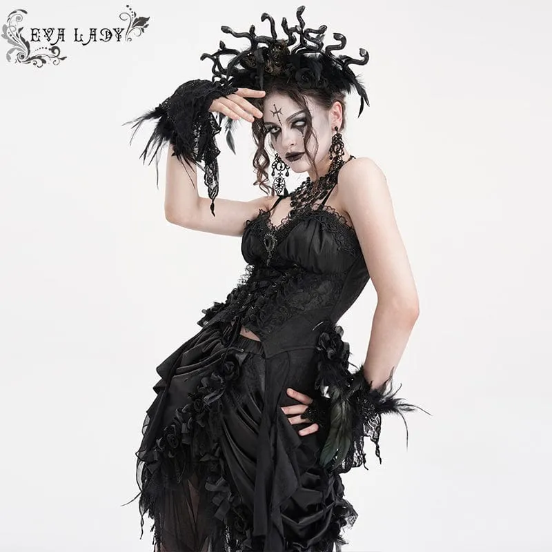 Gothic Überbrustkorsett mit Schnürung aus Spitze für Damen
