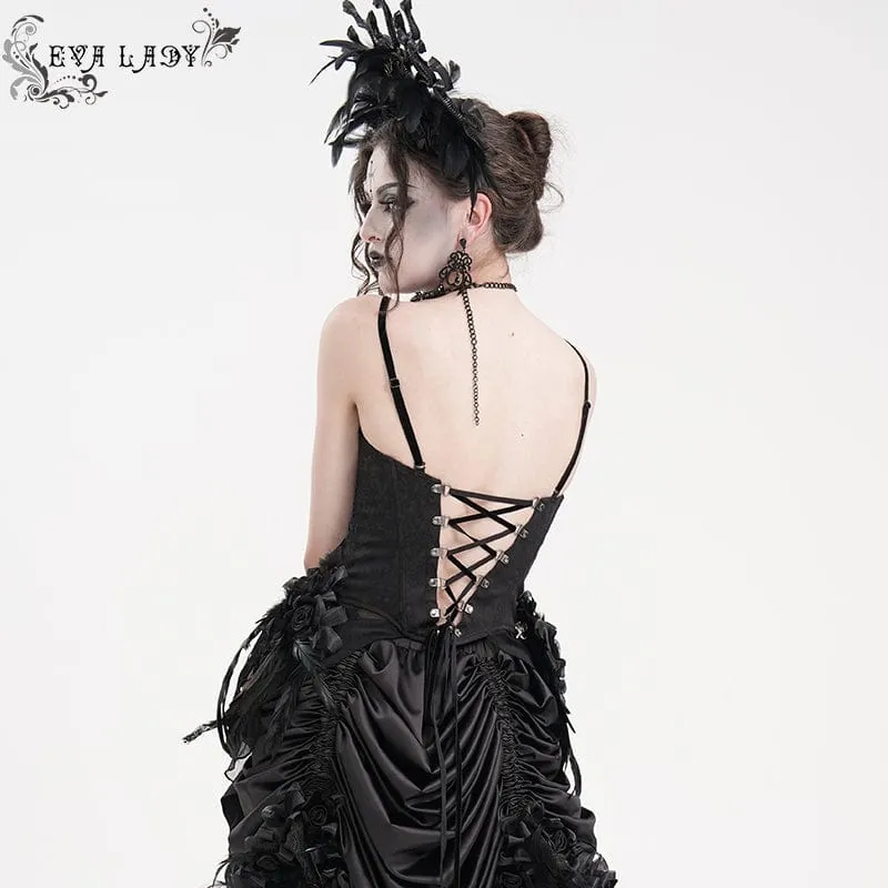 Gothic Überbrustkorsett mit Schnürung aus Spitze für Damen