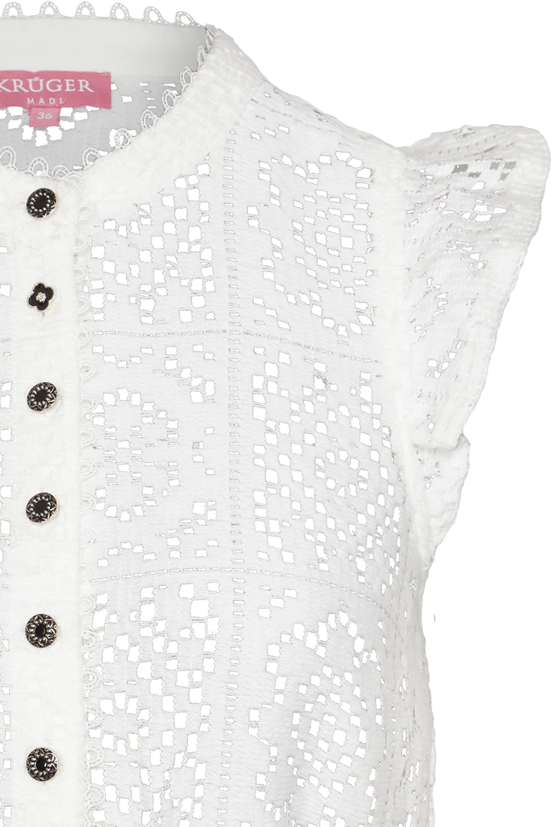 Dirndlbluse Spitze mit Flügelärmeln - ecru