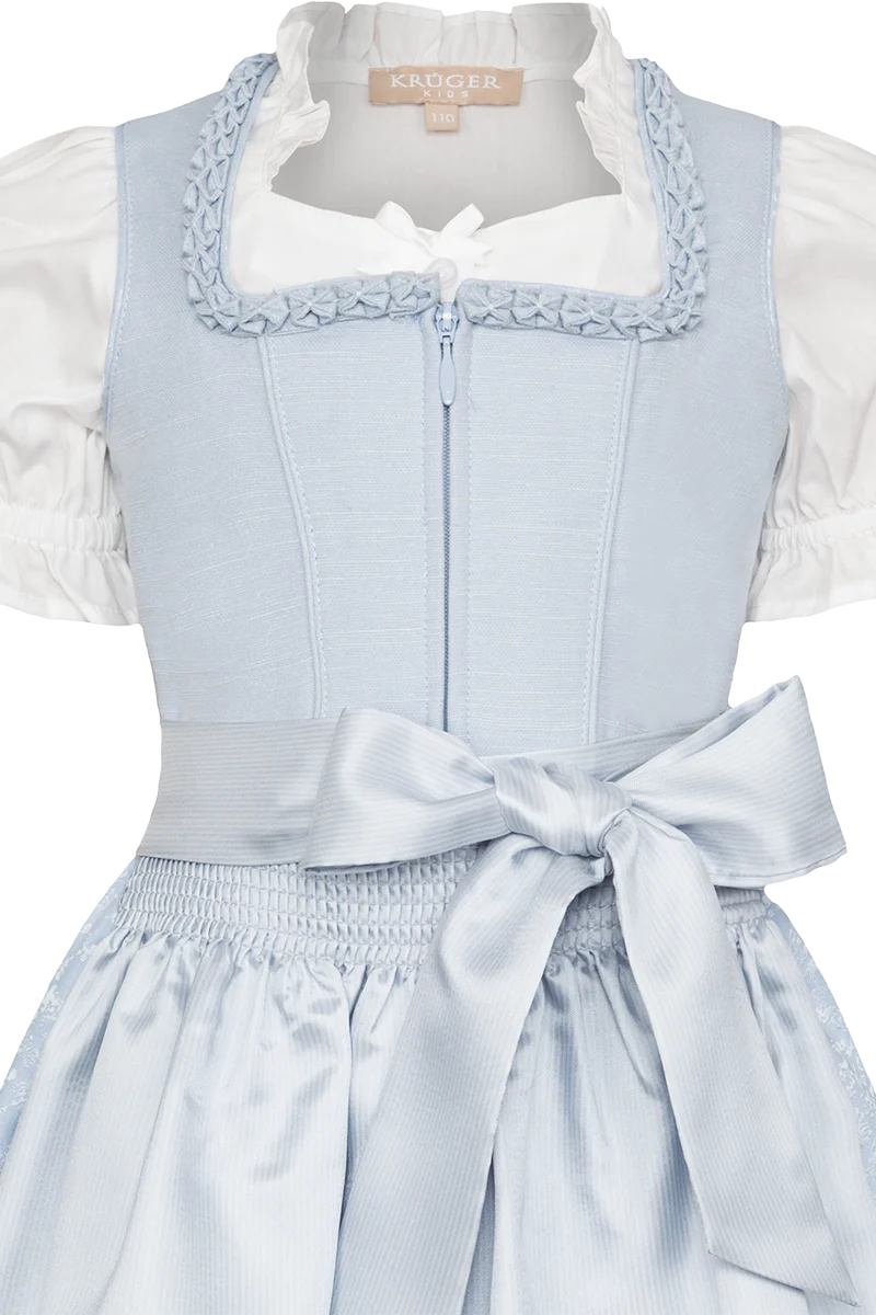 Kinderdirndl Leinenmix Froschgoscherlrüsche mit Dirndlbluse