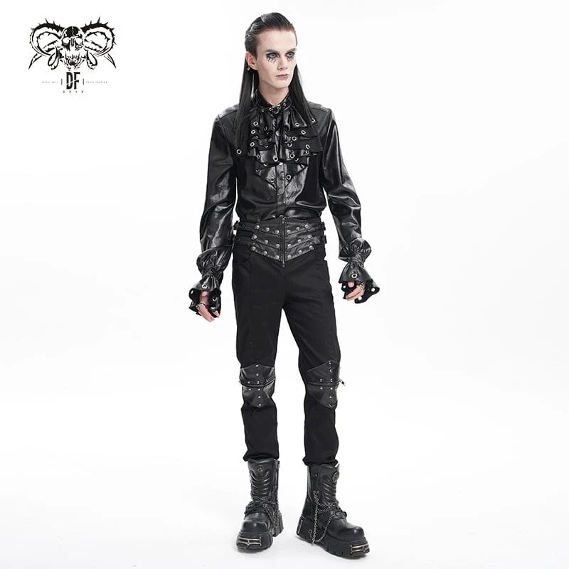 Gothic-Ösen-Hemd mit Schnalle für Herren