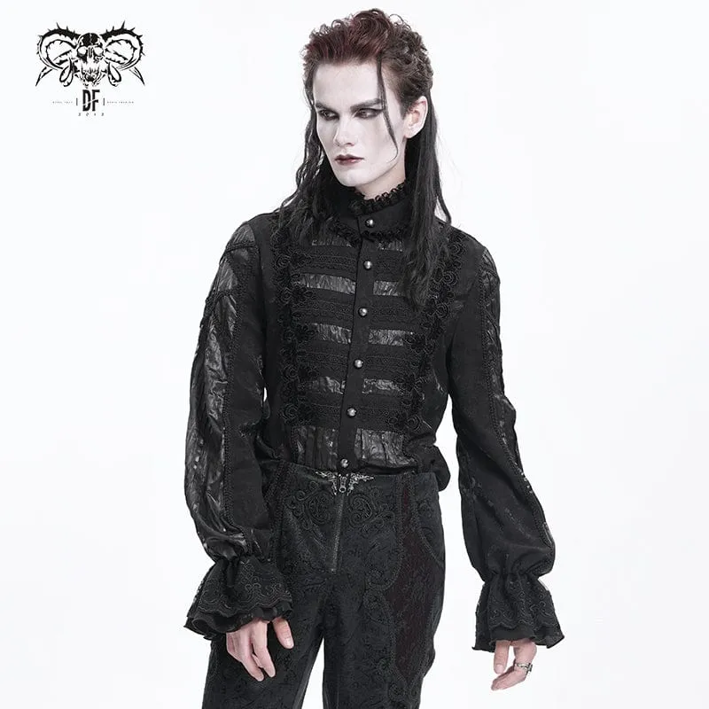 Gothic-Häkelhemd aus plissierter Spitze für Herren
