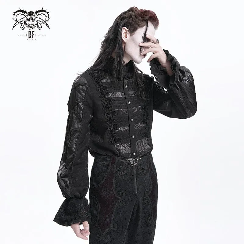 Gothic-Häkelhemd aus plissierter Spitze für Herren