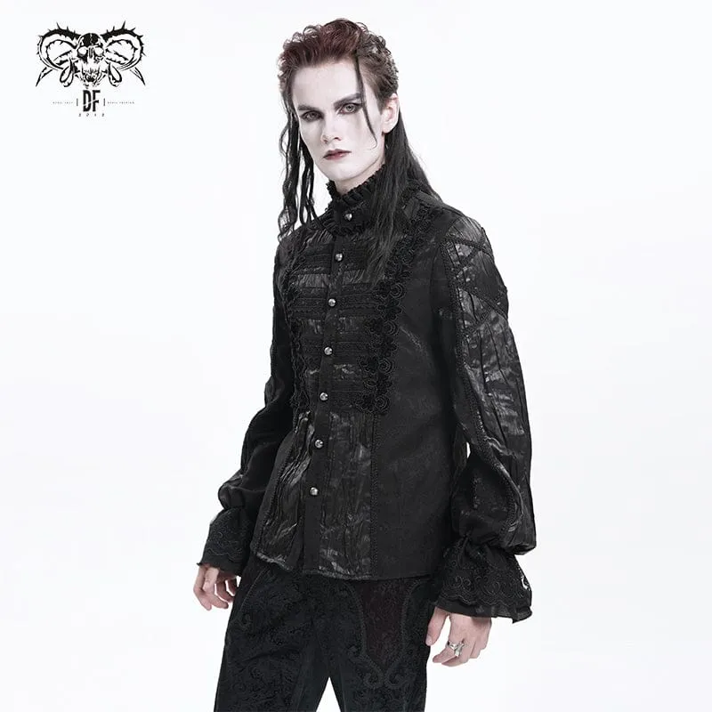 Gothic-Häkelhemd aus plissierter Spitze für Herren