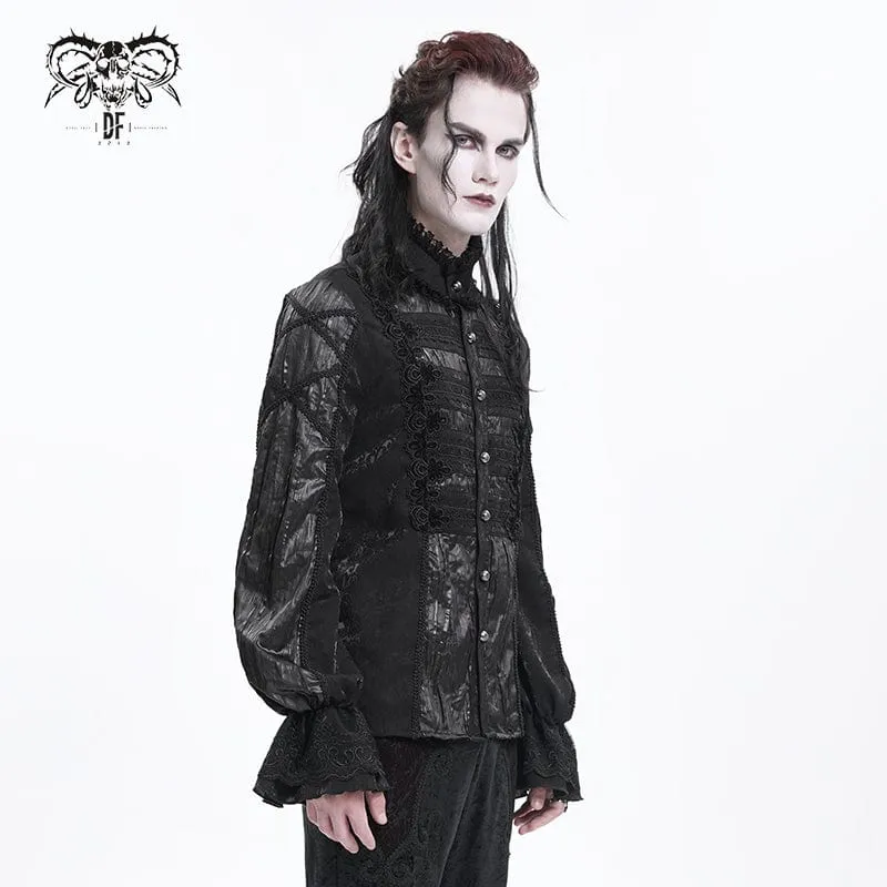 Gothic-Häkelhemd aus plissierter Spitze für Herren