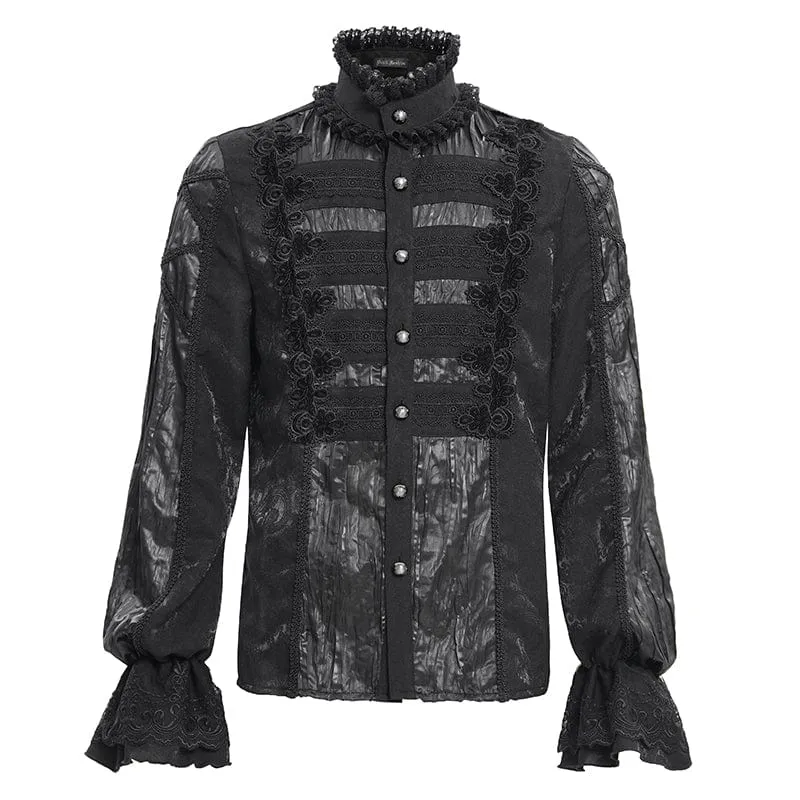 Gothic-Häkelhemd aus plissierter Spitze für Herren
