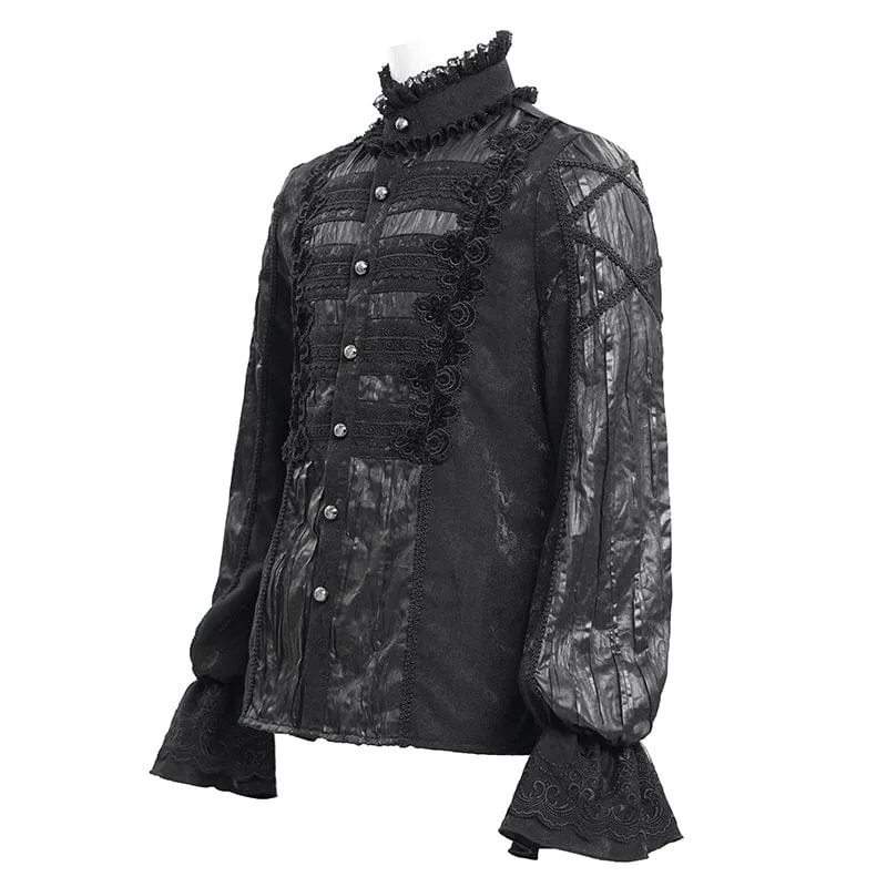Gothic-Häkelhemd aus plissierter Spitze für Herren