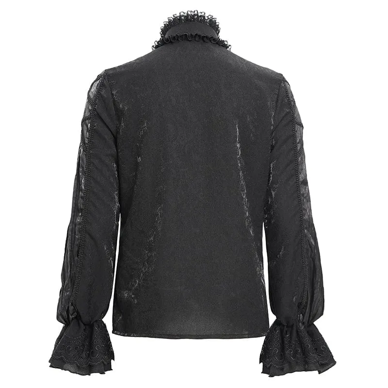 Gothic-Häkelhemd aus plissierter Spitze für Herren