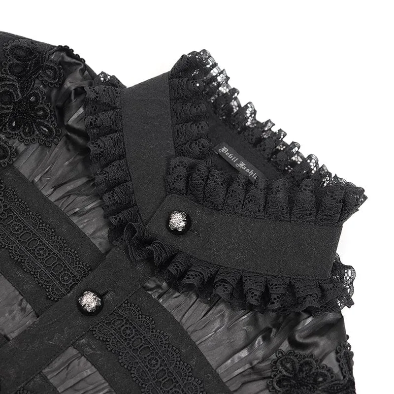 Gothic-Häkelhemd aus plissierter Spitze für Herren