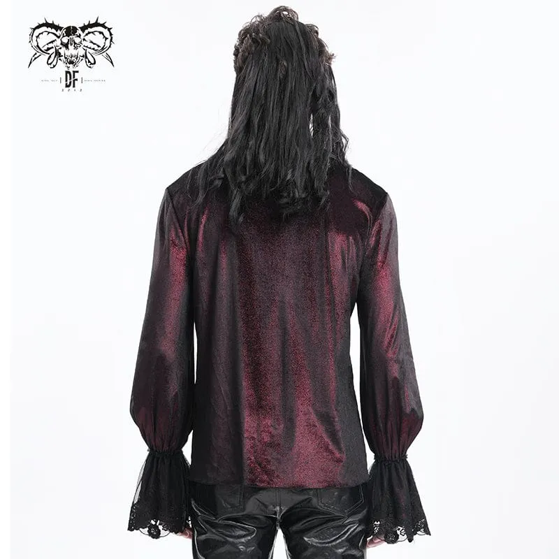 Herren Gothic Schnürhemd mit Kettenspitze Weinrot