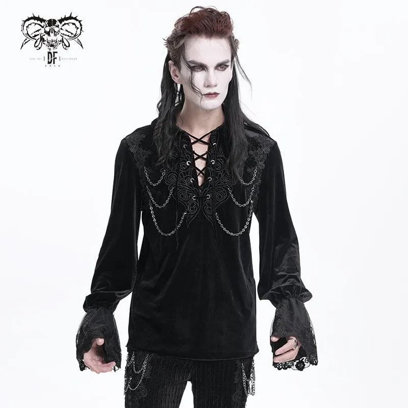 Gothic-Schnürhemd mit Kettenspitze für Herren