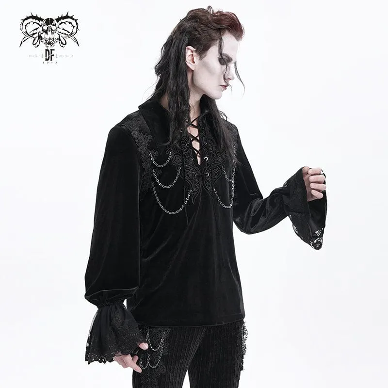 Gothic-Schnürhemd mit Kettenspitze für Herren