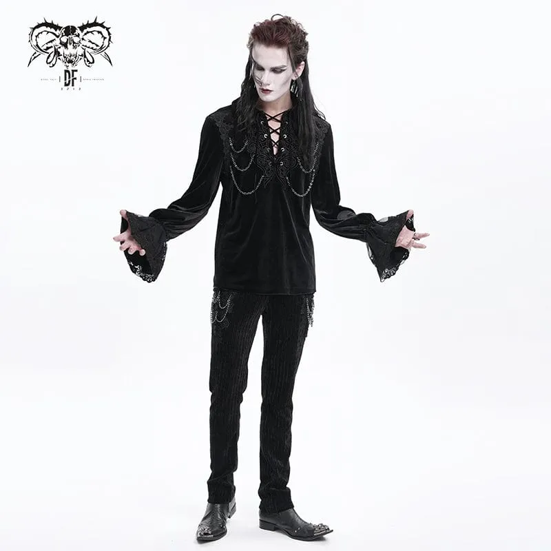 Gothic-Schnürhemd mit Kettenspitze für Herren