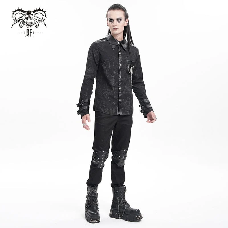 Gothic-Hemd mit Kettenschnalle für Herren