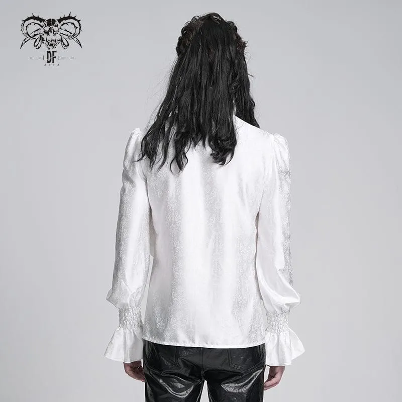 Gothic-Hemd mit Rüschen und Spitzenkreuz für Herren, Weiß