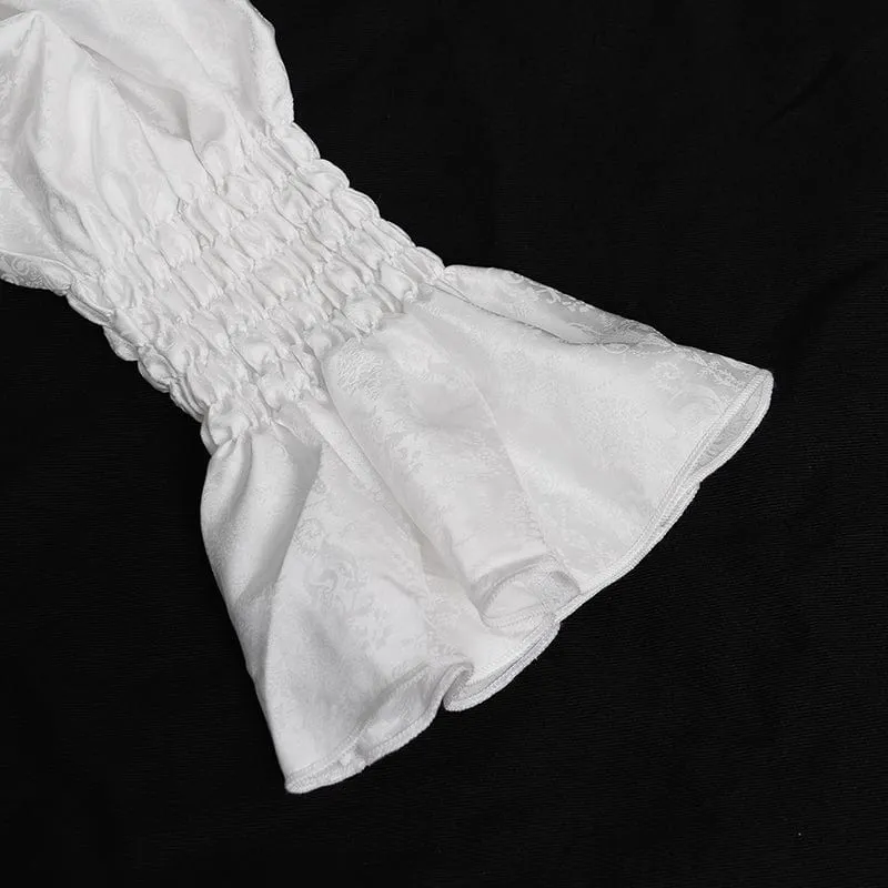 Gothic-Hemd mit Rüschen und Spitzenkreuz für Herren, Weiß