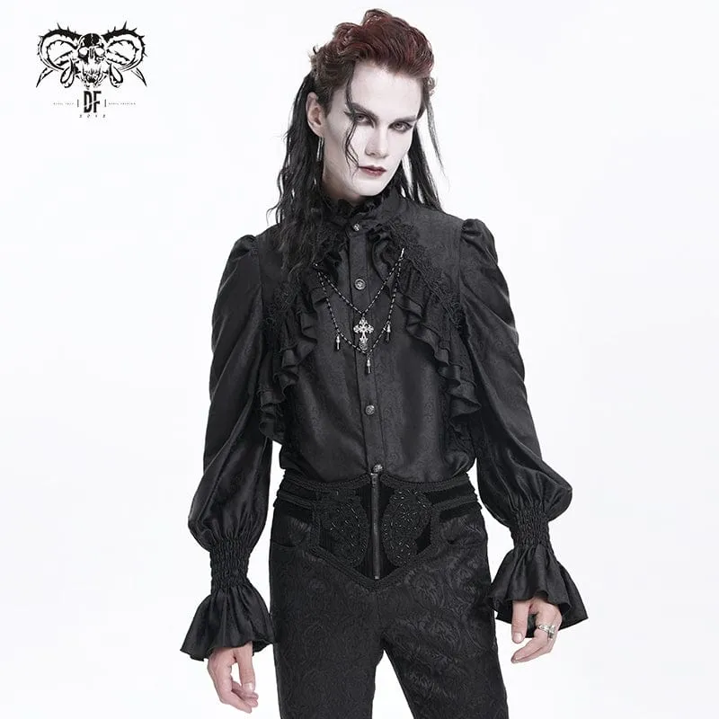 Gothic-Hemd mit Rüschen und Spitzenkreuz für Herren