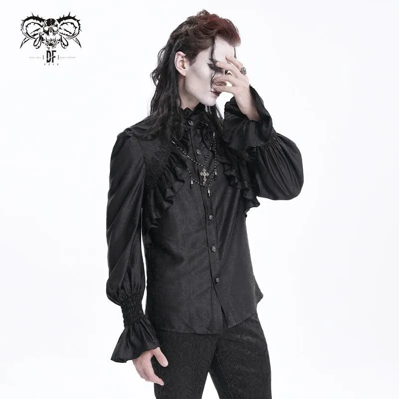 Gothic-Hemd mit Rüschen und Spitzenkreuz für Herren