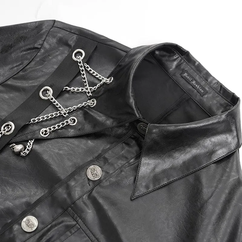 Gothic-Hemd mit Kettenösen und Totenkopf für Herren