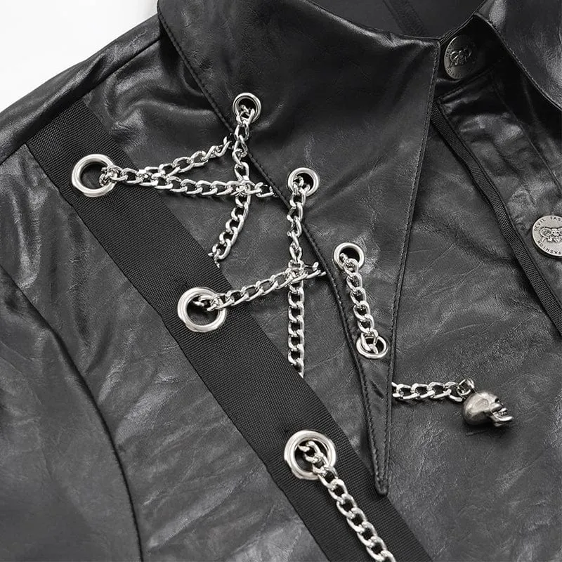 Gothic-Hemd mit Kettenösen und Totenkopf für Herren