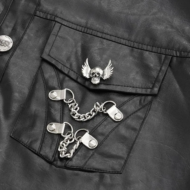 Gothic-Hemd mit Kettenösen und Totenkopf für Herren