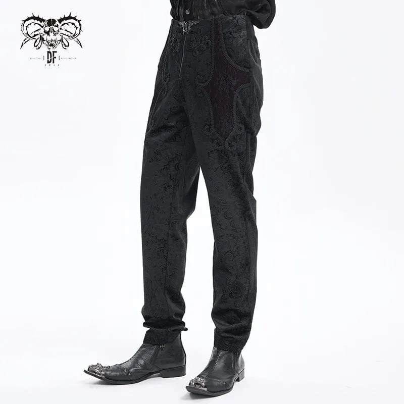 Gothic-Hose mit Reißverschluss und Blumenmuster für Herren