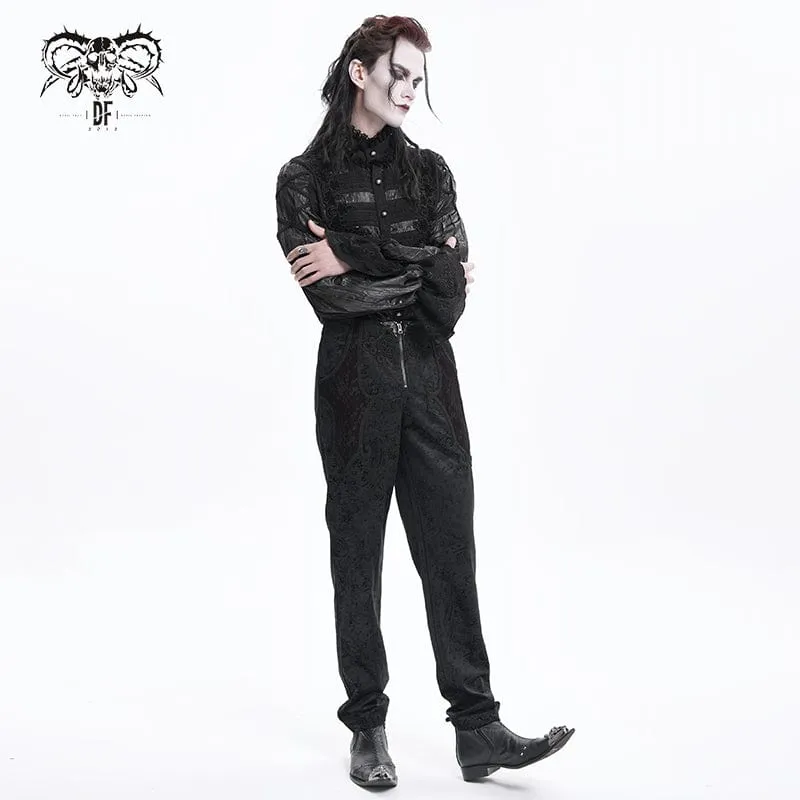 Gothic-Hose mit Reißverschluss und Blumenmuster für Herren