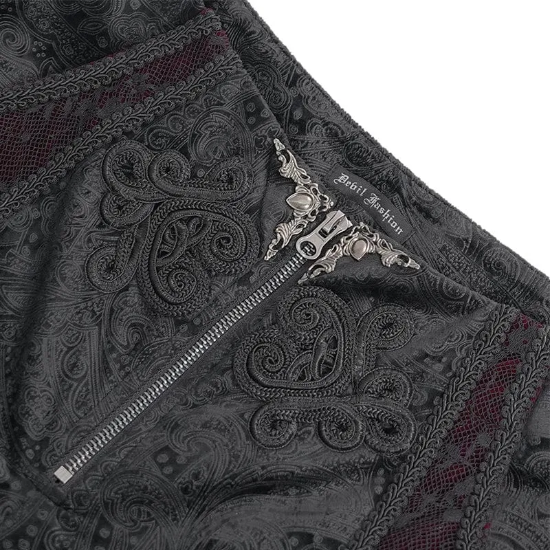 Gothic-Hose mit Reißverschluss und Blumenmuster für Herren