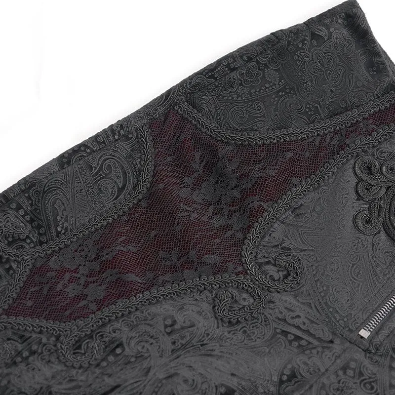 Gothic-Hose mit Reißverschluss und Blumenmuster für Herren
