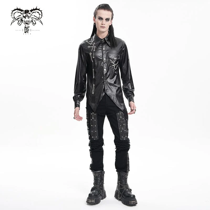 Herren Gothic Ösen Ketten Nieten Hose