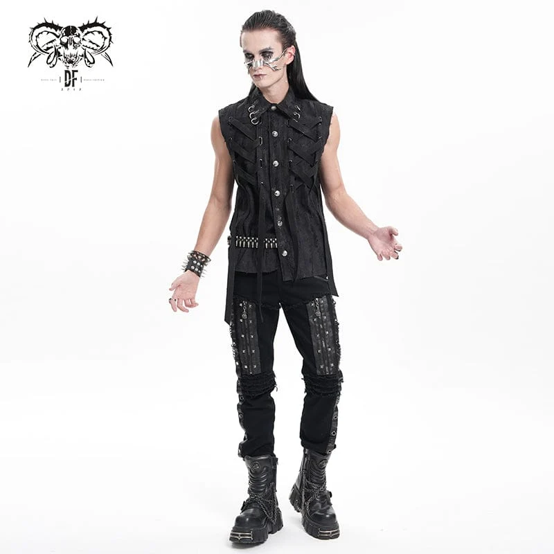 Herren Gothic Ösen Ketten Nieten Hose