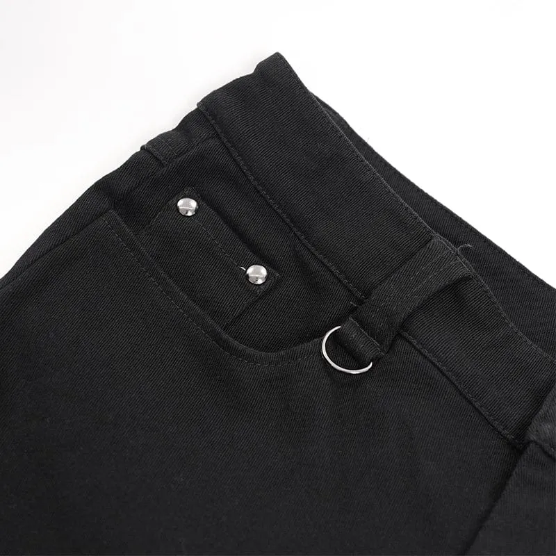 Herren Gothic Ösen Ketten Nieten Hose
