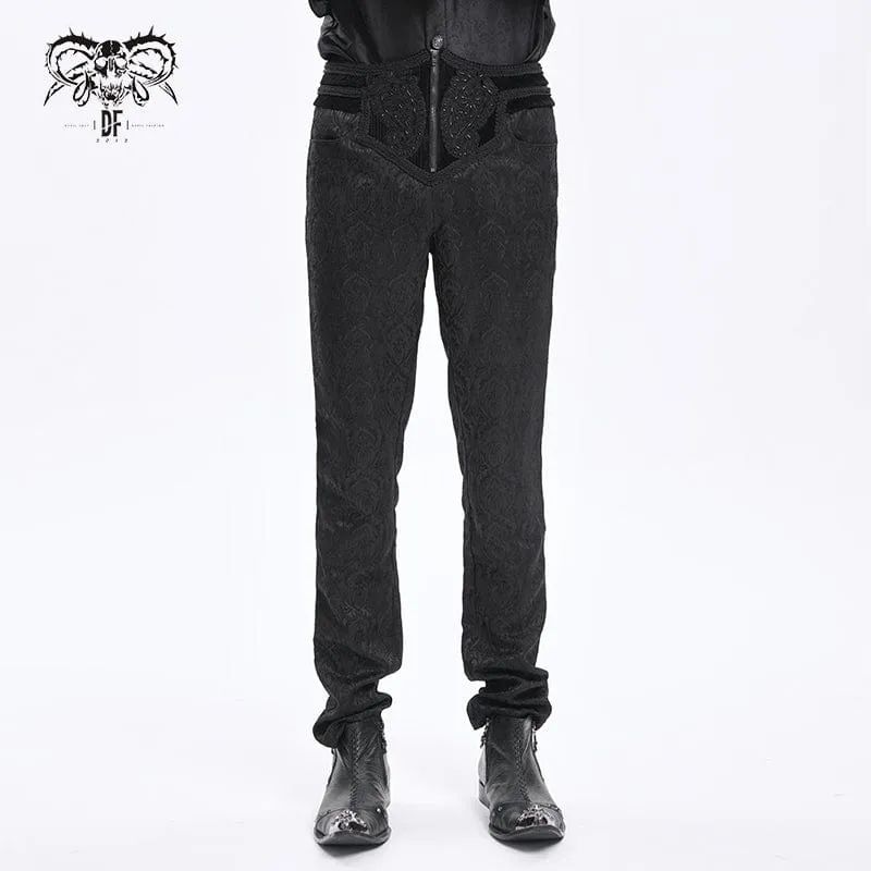 Herrenhose mit Reißverschluss und Blumenmuster im Gothic-Stil