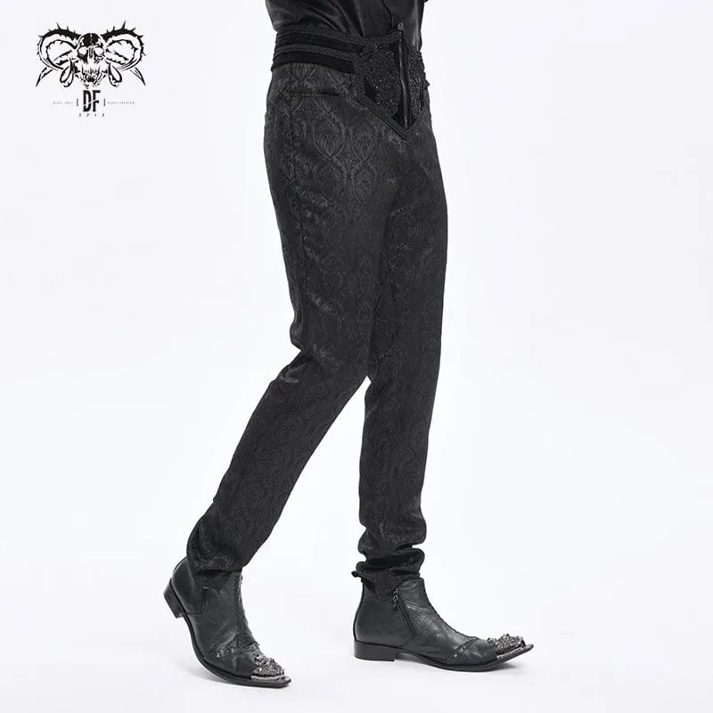 Herrenhose mit Reißverschluss und Blumenmuster im Gothic-Stil