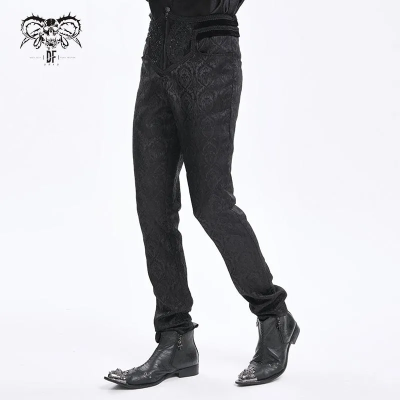 Herrenhose mit Reißverschluss und Blumenmuster im Gothic-Stil