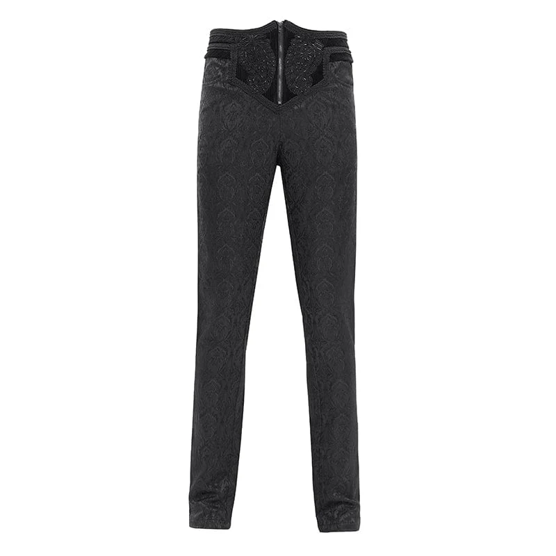Herrenhose mit Reißverschluss und Blumenmuster im Gothic-Stil