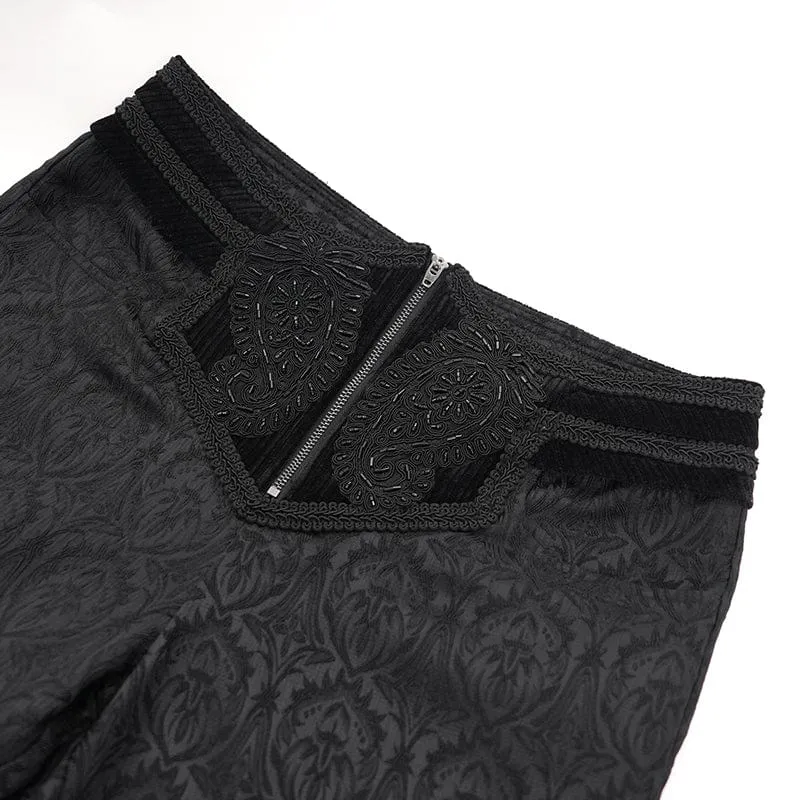 Herrenhose mit Reißverschluss und Blumenmuster im Gothic-Stil