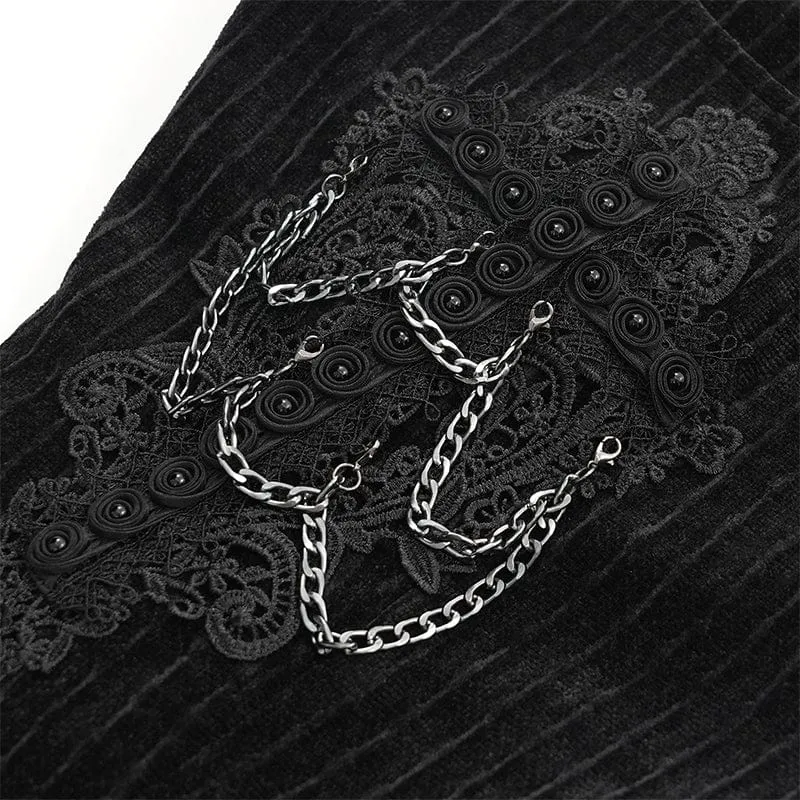 Gothic-Hose mit Ketten-Häkelmuster für Herren